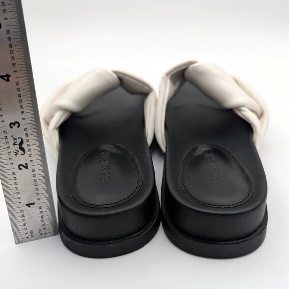 Open Edit Twisted Knot Flat Sandals Women's White/Black Size US7.5M EU38 - Picture 4 of 13